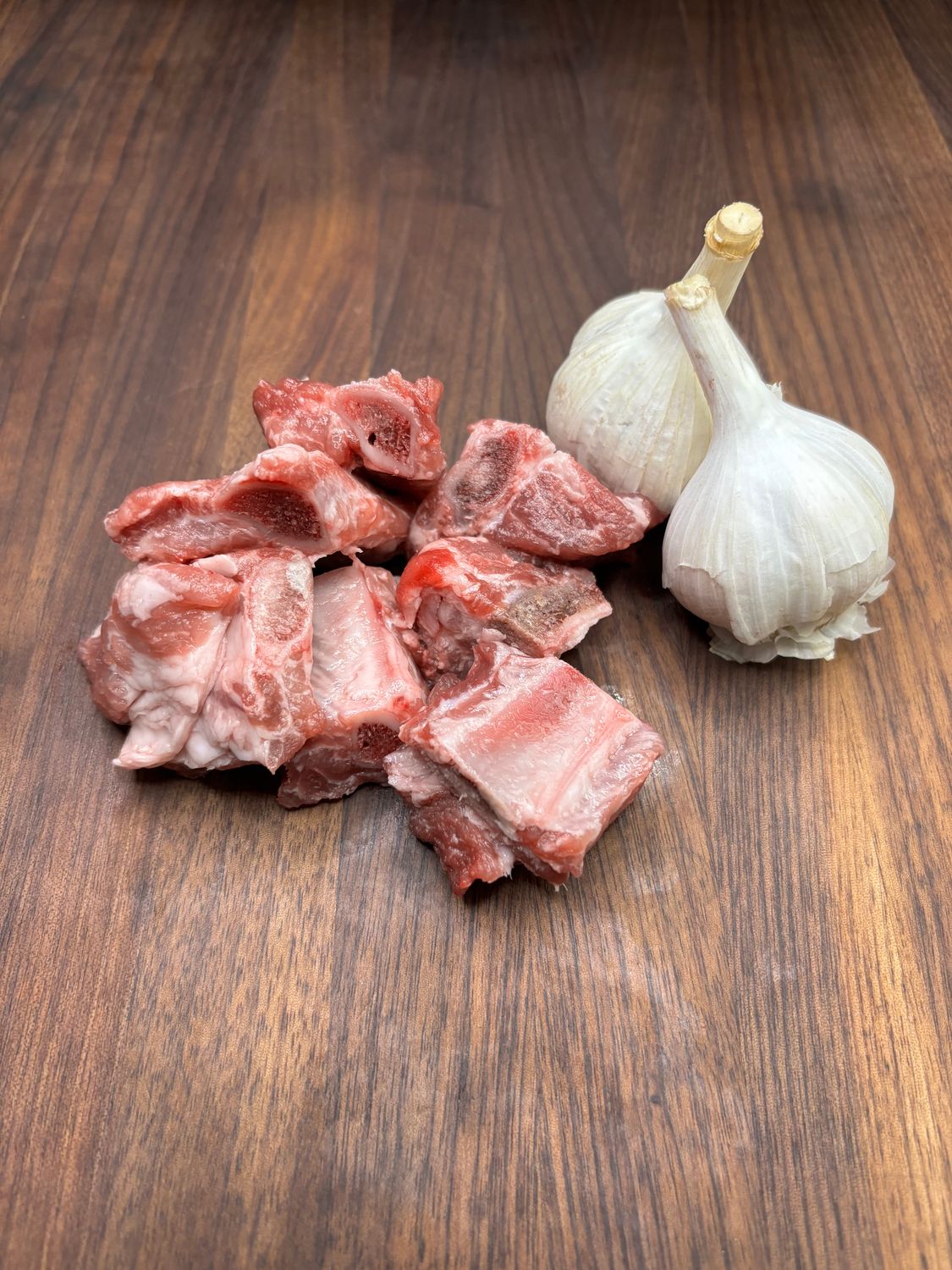 Pieces of spare rib of pork