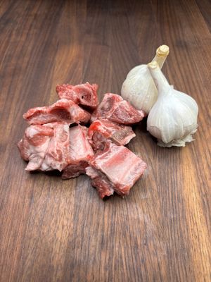 Pieces of spare rib of pork