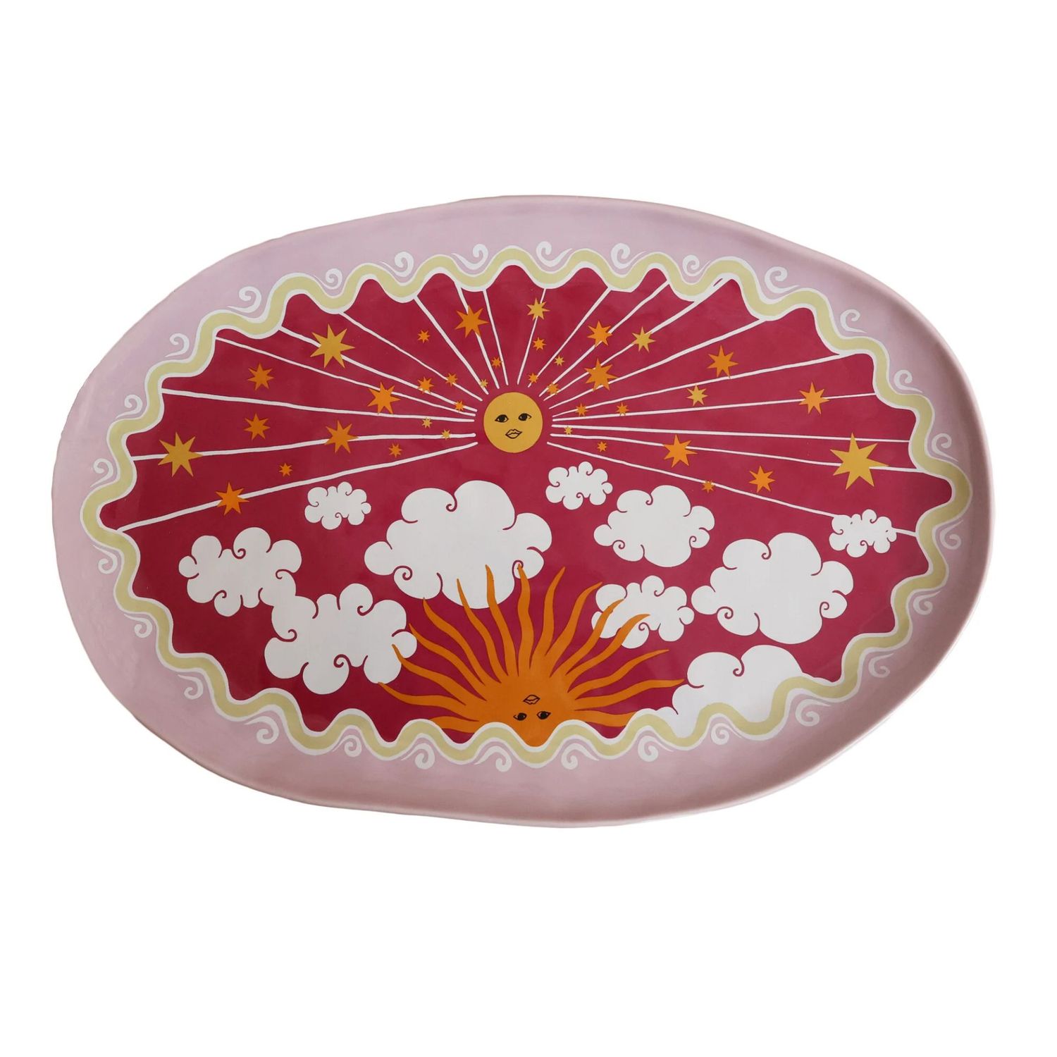 All the Luck in the World ovale serveerschaal met zon