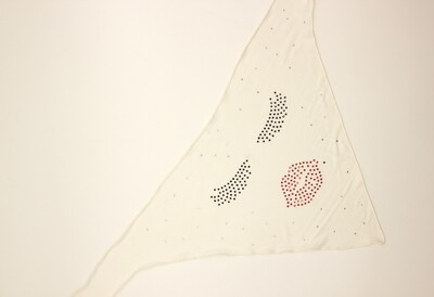 The Bandana: White w. Caviar Eyelashes / Red Hot Lips!-F.W.