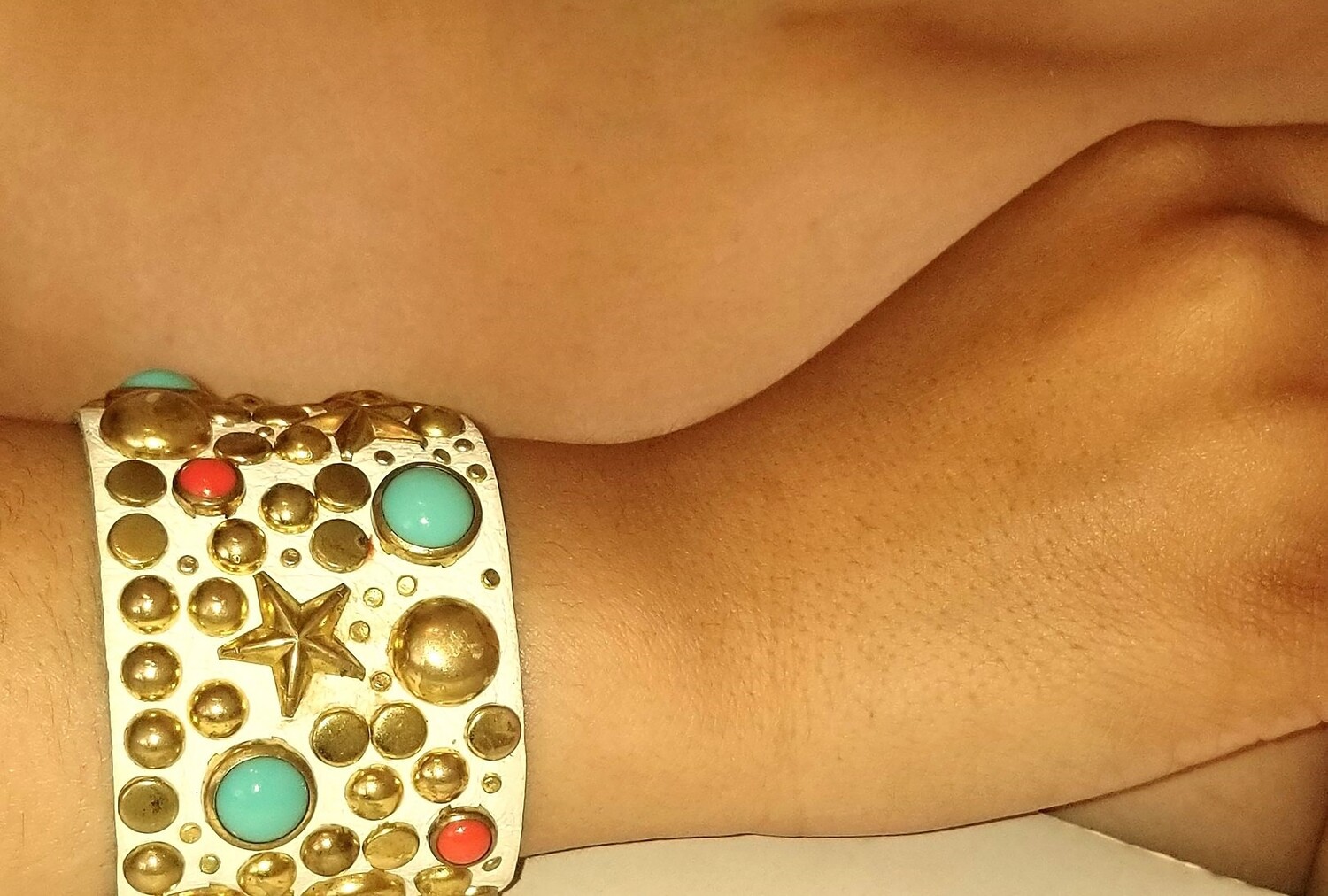 White Studded Cuff: FW