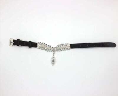 The TearDrop: Faux Black and Pink Velvet Trim: Faux Crystal Diamond Stones:  F.W.