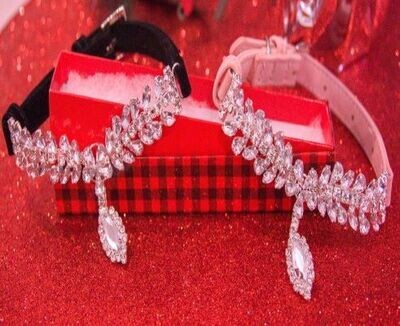 The TearDrop! Faux Pink and Black Velvet Trim: Faux Crystal Diamond Stones
