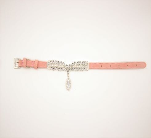 The TearDrop: Faux Pink and Black Velvet Trim: Faux Crystal Diamond Stones: F.W.