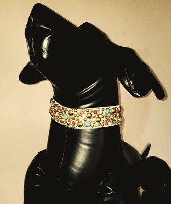 White Studded Choker  &amp; Cuff: For People &amp; Pets