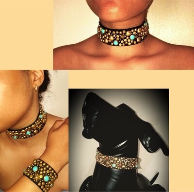 Chocolate Studded Choker and Cuff: For People and Pets!