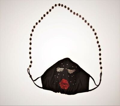 The Mask-Black: Crystal Eyelashes with Red Hot Lips