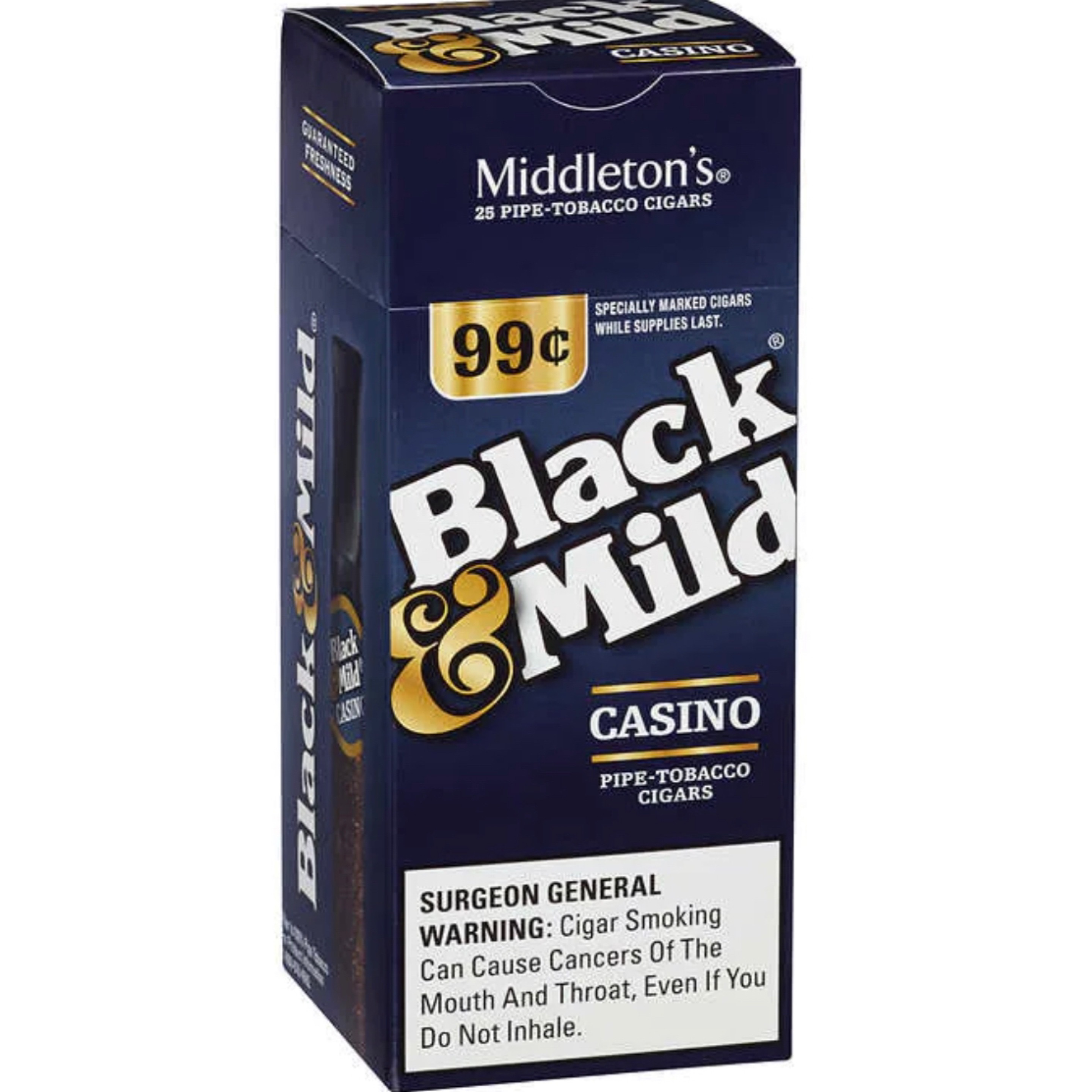 BLACK & MILD CIGARSILLOS TIP 99C CASINO 25CT