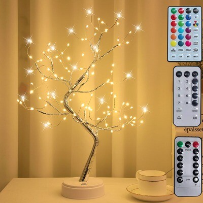 New RGB Remote Control Small Tree Light Amazon Led Copper Wire Rice Grain Tree Light Starry Night Light String