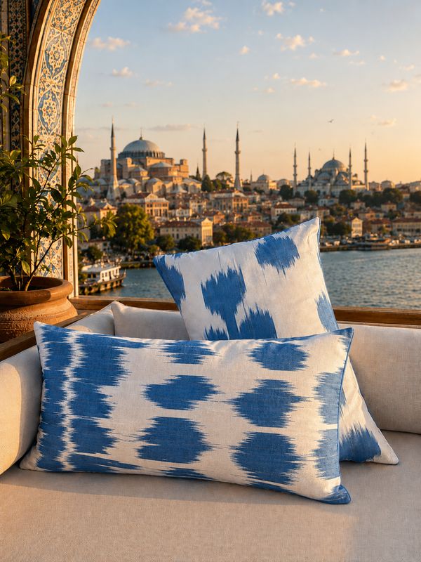 Coussin Byzance bleu