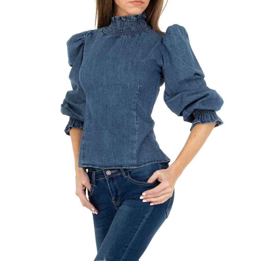 Camicia jeans maniche a sbuffo clearance