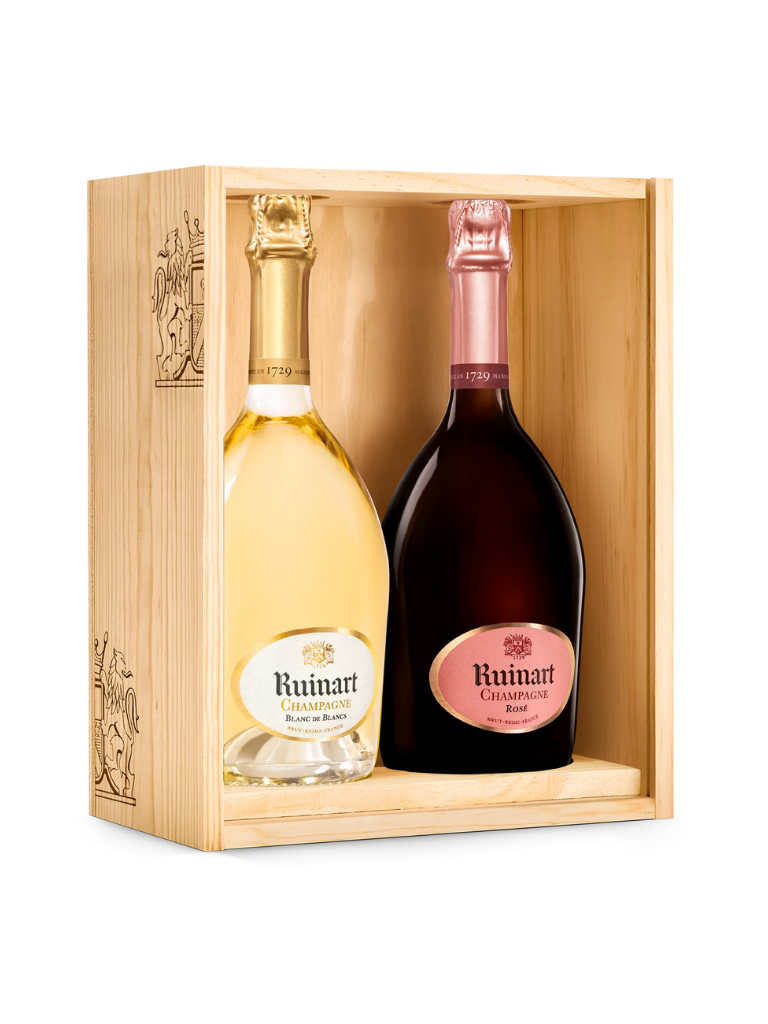 Ruinart - Duo de 2 Bouteilles Blanc de Blancs & Rosé - Coffret Bois - 75 Cl