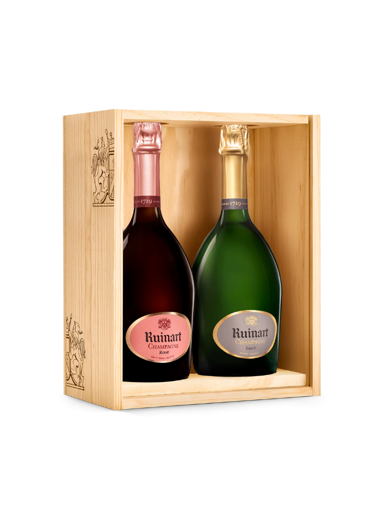Ruinart - Duo de 2 Bouteilles Rosé  et Brut - Coffret Bois - 75 Cl