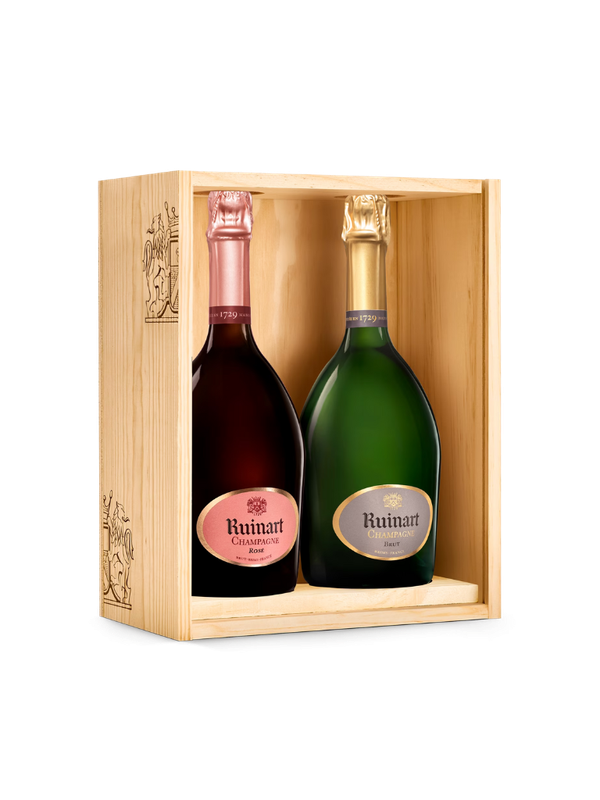 Ruinart - Duo de 2 Bouteilles Rosé  et Brut - Coffret Bois - 75 Cl