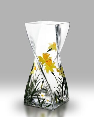 Hand Painted Daffodil Twist Vase