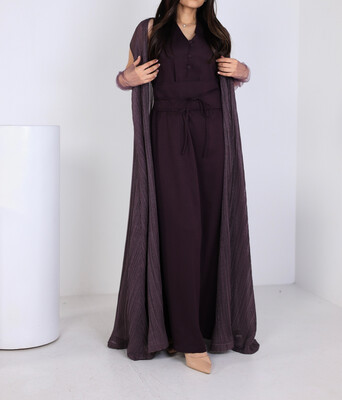 Dark Purple Kaftan With Gloves