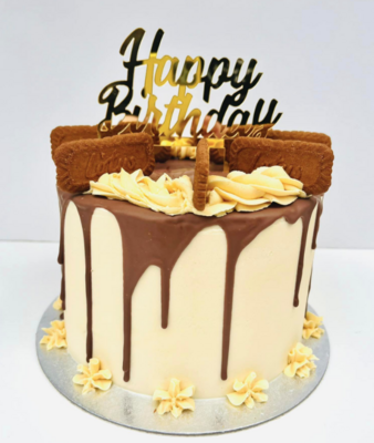 6" round extra deep biscoff celebration cake- Vanilla