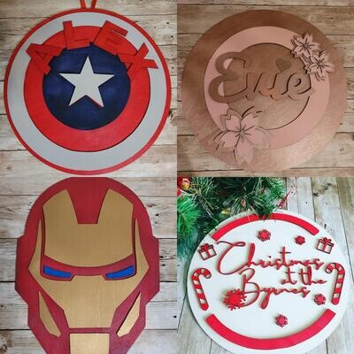 Personalised large 30cm door/ wall hanger