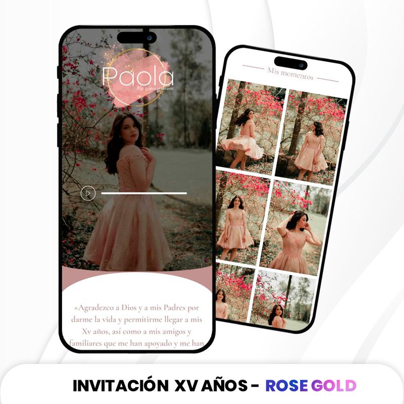 Invitación XV Años - Rose Gold