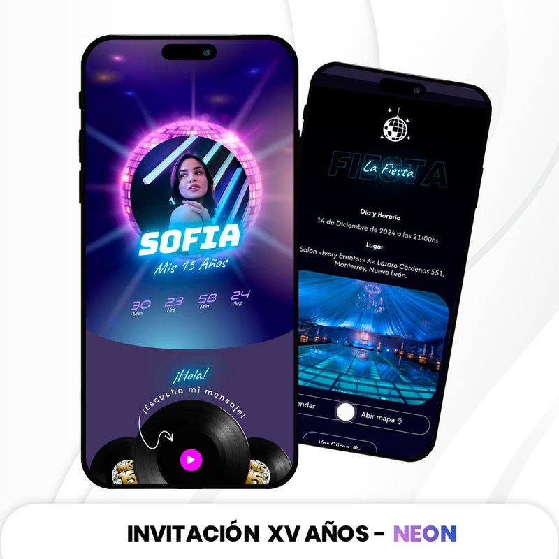 Invitación XV Años - Neon