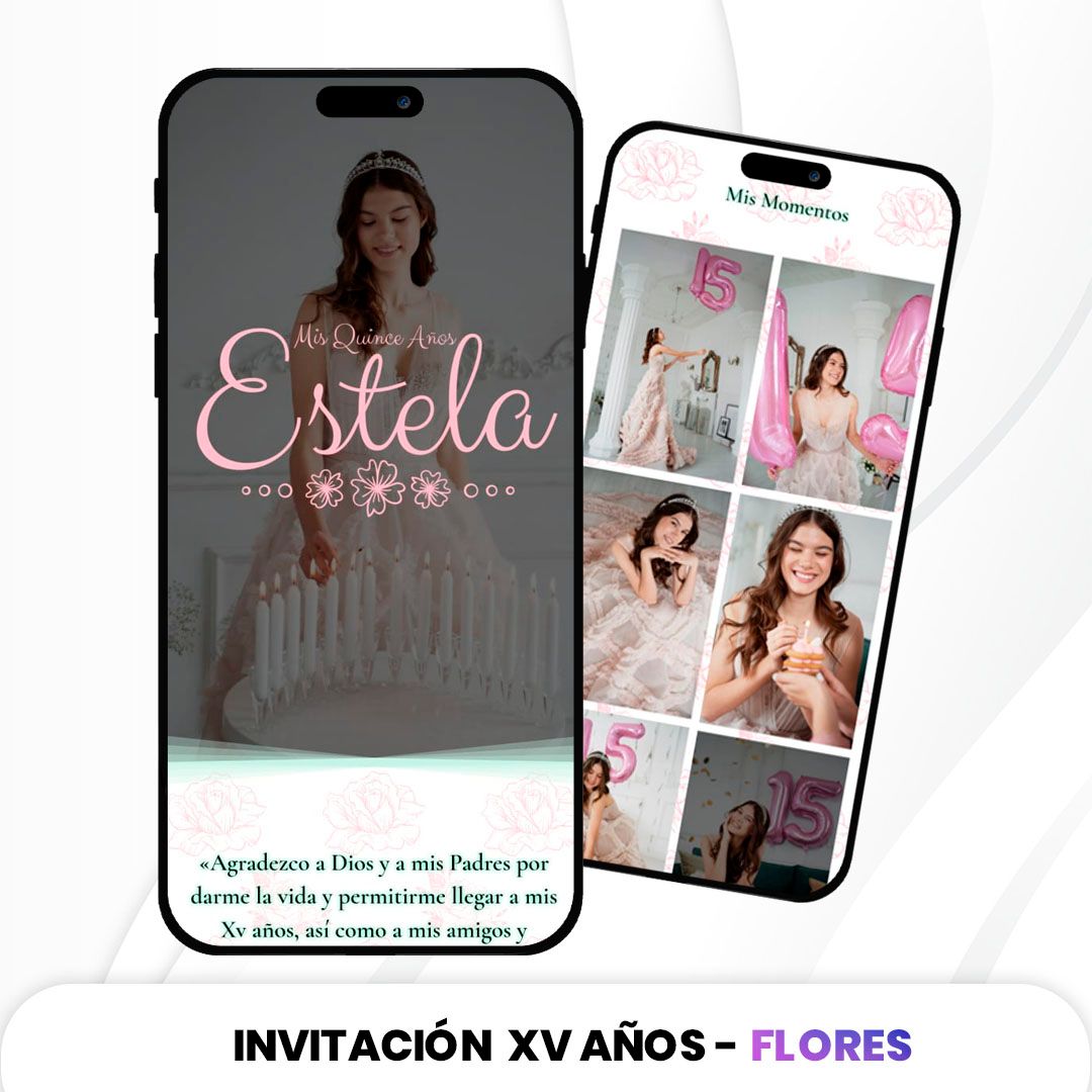 Invitación XV Años - Flores