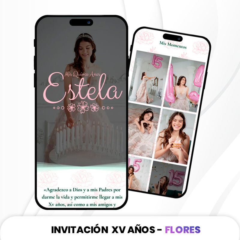Invitación XV Años - Flores