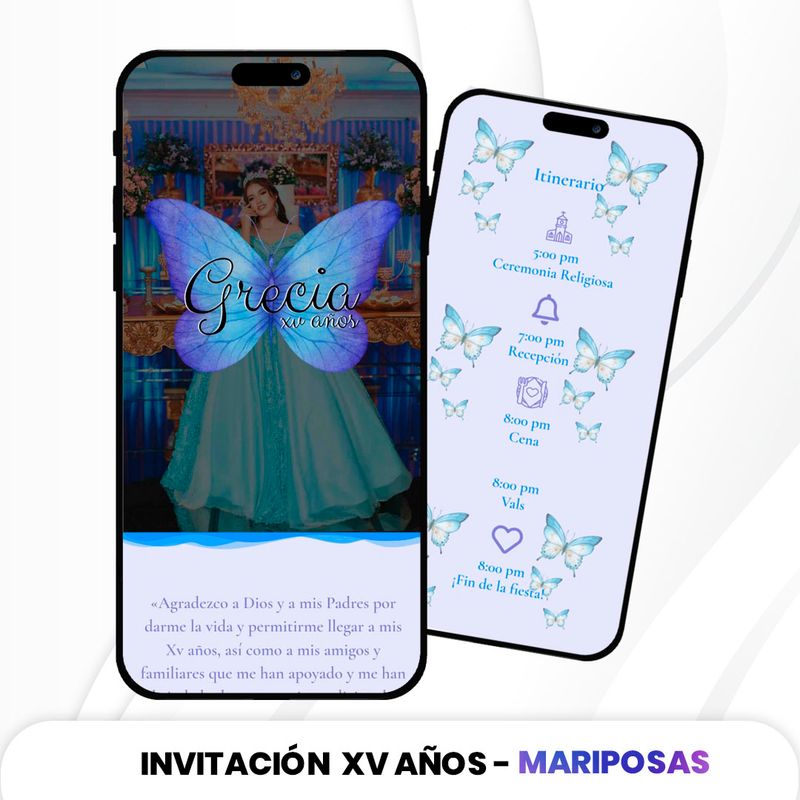 Invitación XV Años - Mariposas