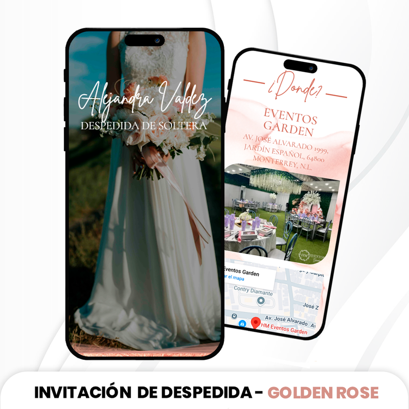 Invitación Despedida de Soltera - Golden Rose