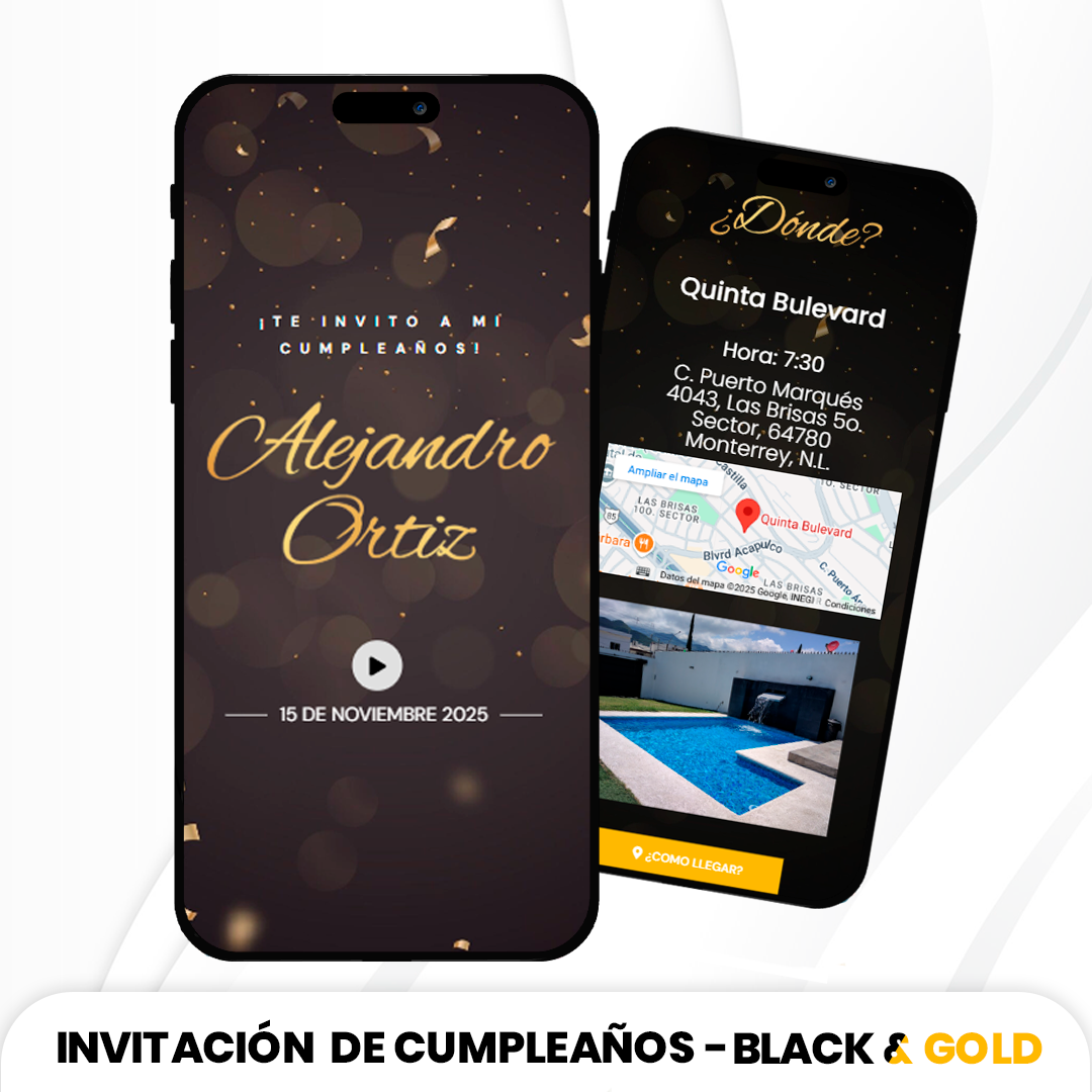 Invitación de Cumpleaños - Black & Gold