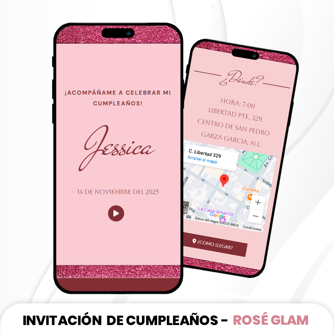 Invitación de Cumpleaños - Rose Glam