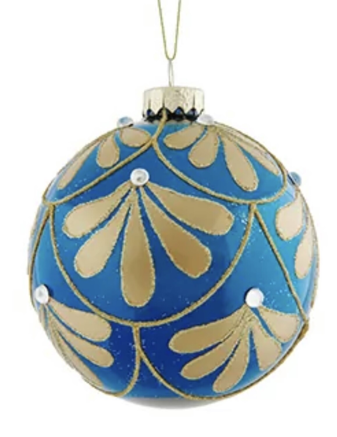 Blue And Gold Gloss Glass Bauble