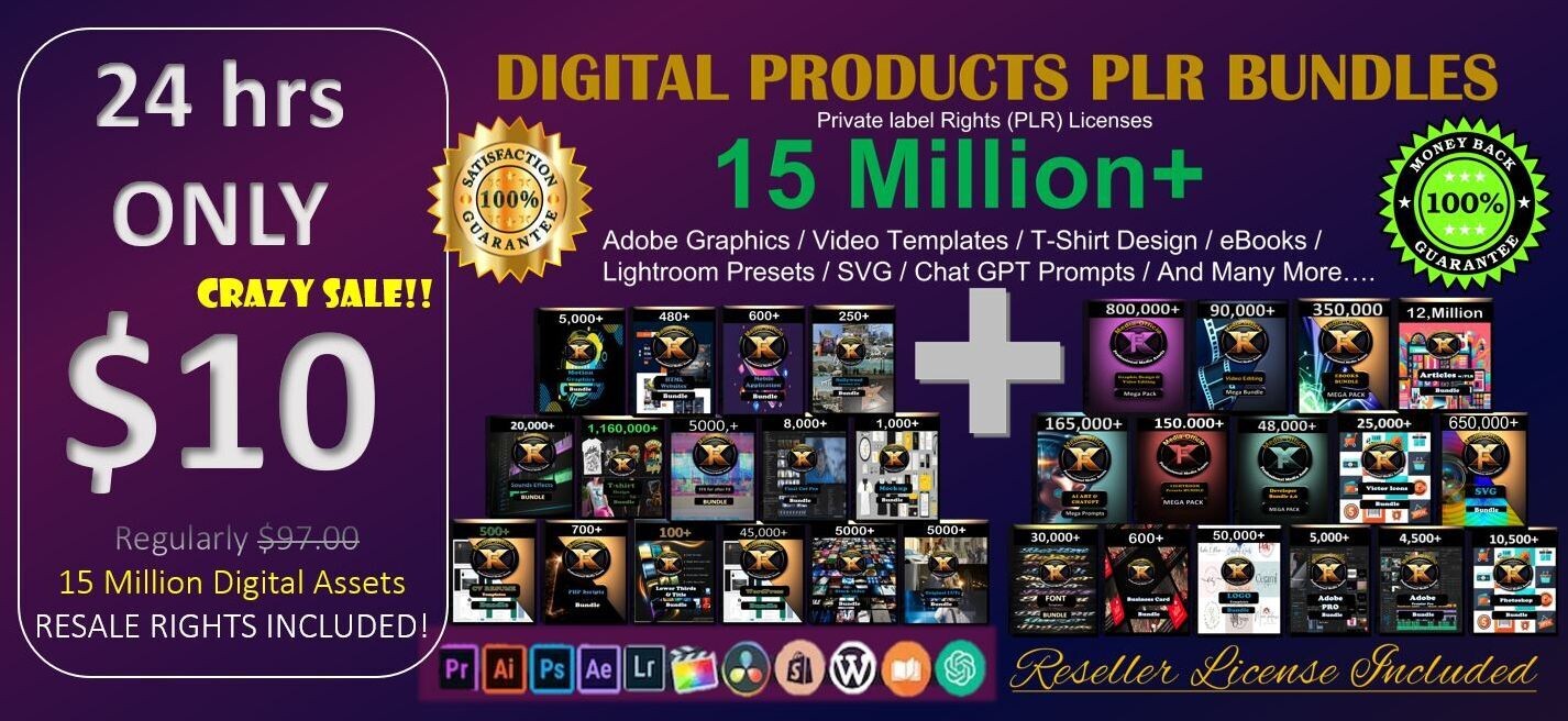15 Million Assets MEGA SALE Package
(Normally $97.00 - Get 90% OFF!!  Just 24hrs Left!)