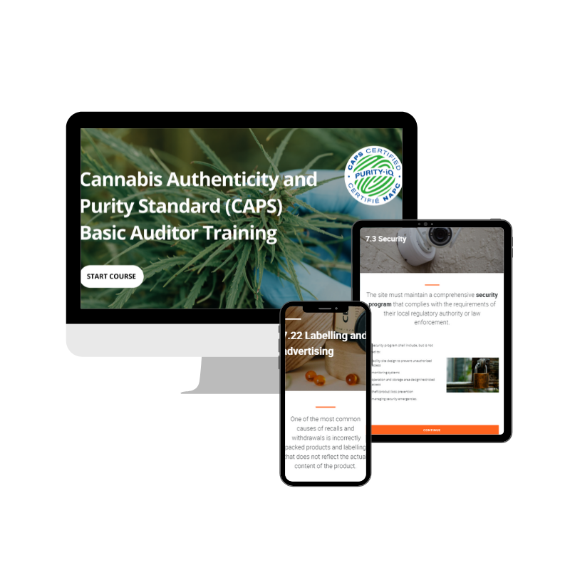 Estándar de autenticidad y pureza del cannabis: capacitación en línea para auditores CAPS