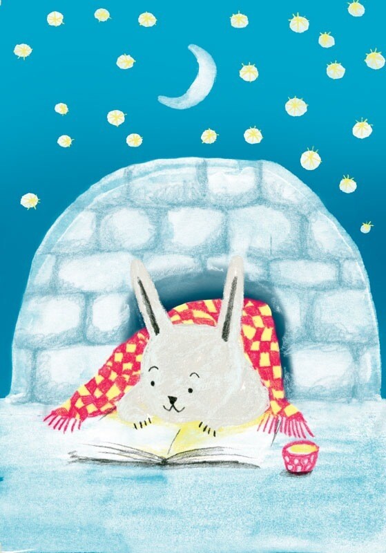 Postkarte Schneehase