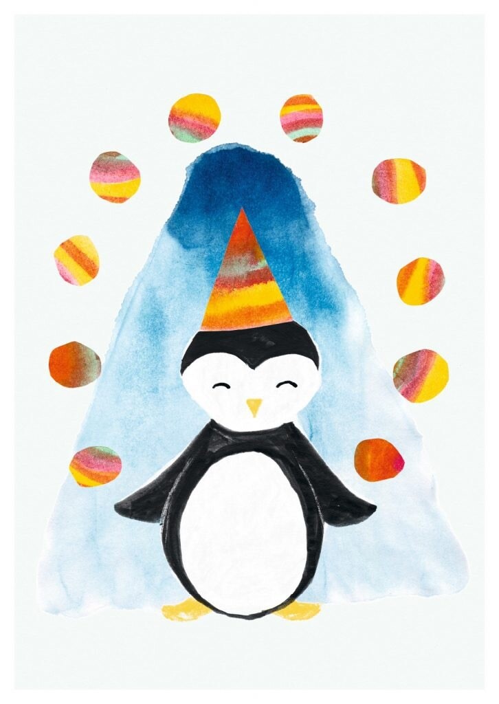 Postkarte Winter Pinguin