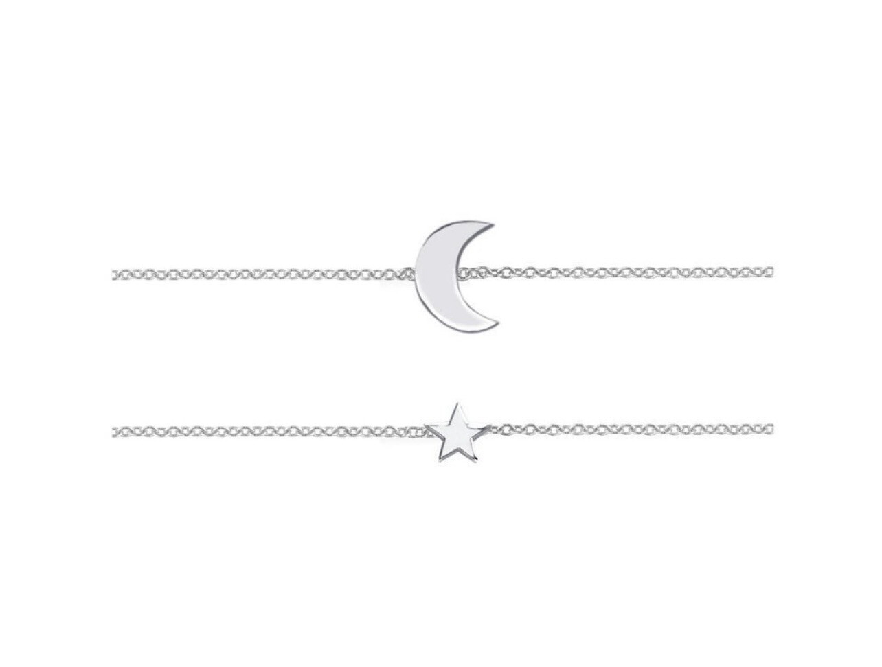 Mutter*Kind Mond &amp; Stern Armketten-Set Silber
