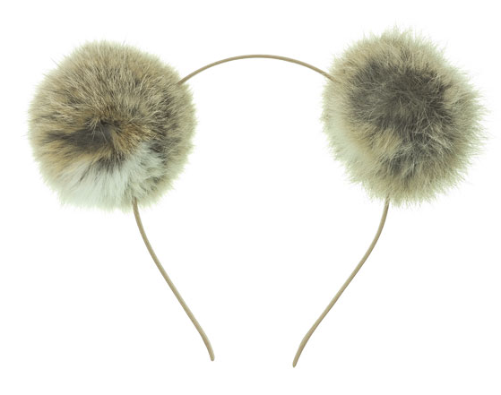 Haarreif Doppel Bommel Beige