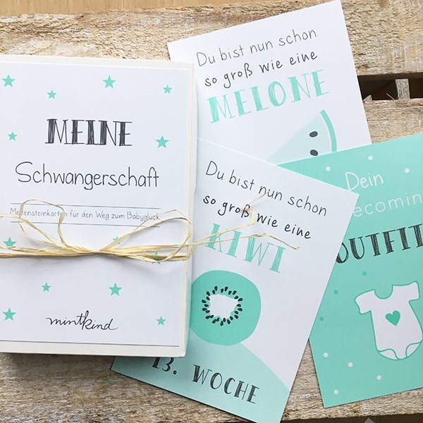 Meilensteinkarten Schwangerschaft Mint