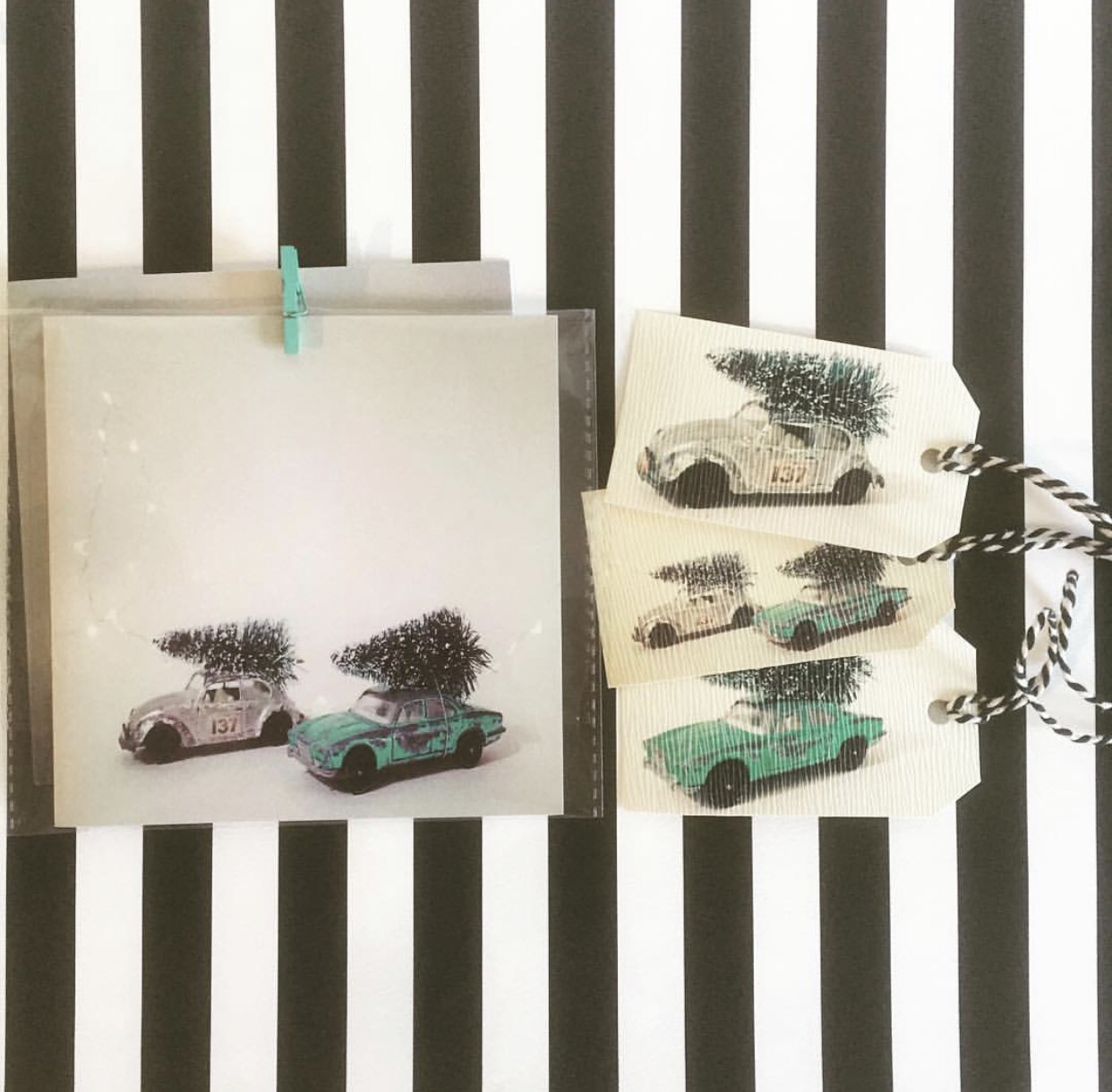 Postkarte mit Kuvert Christmas Cars