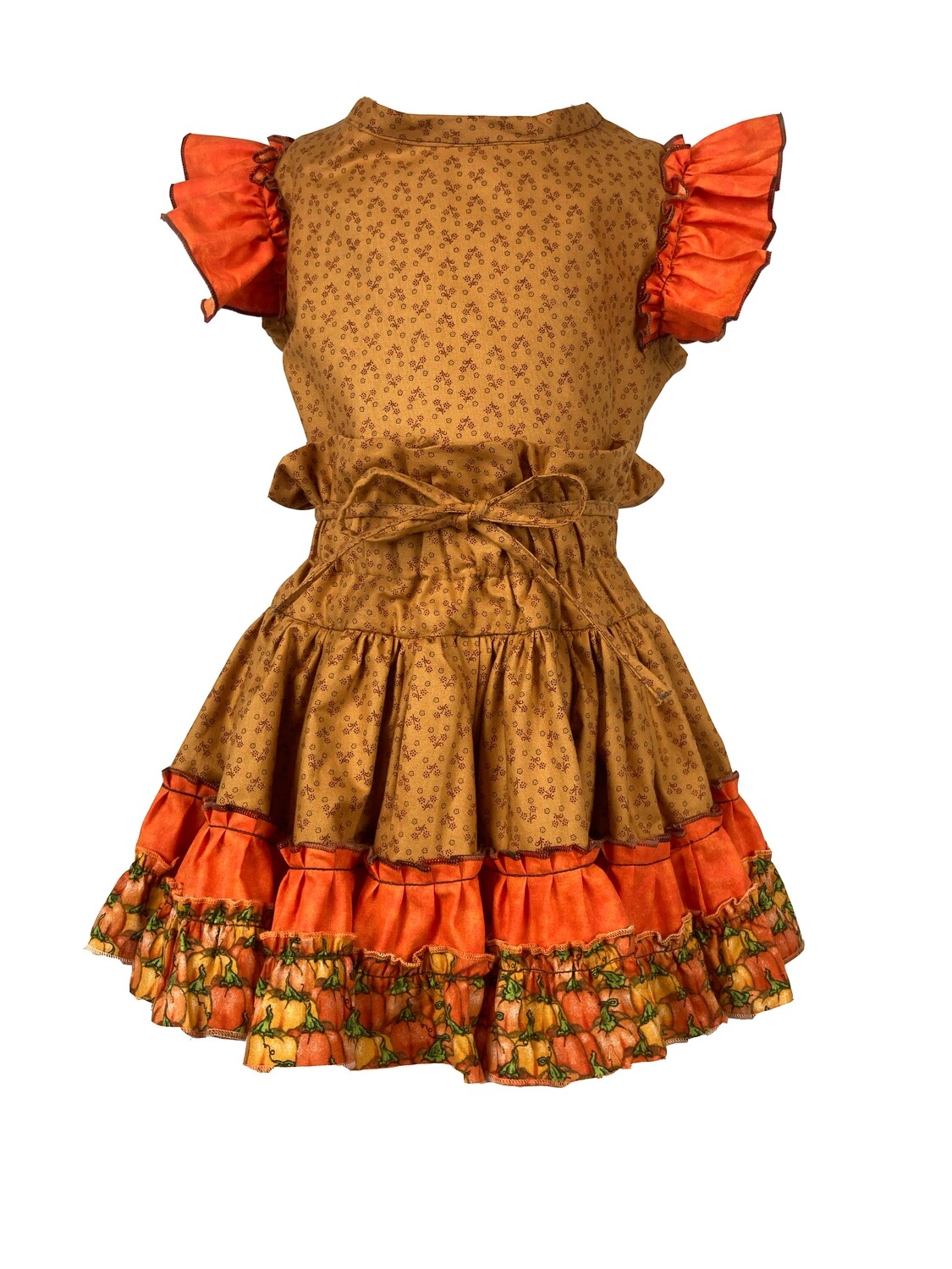Fall Two Piece Top and Skirt (Orange Sleeves) 3T