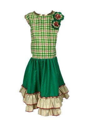 Holiday Green Plaid Dress (Size 6/7)