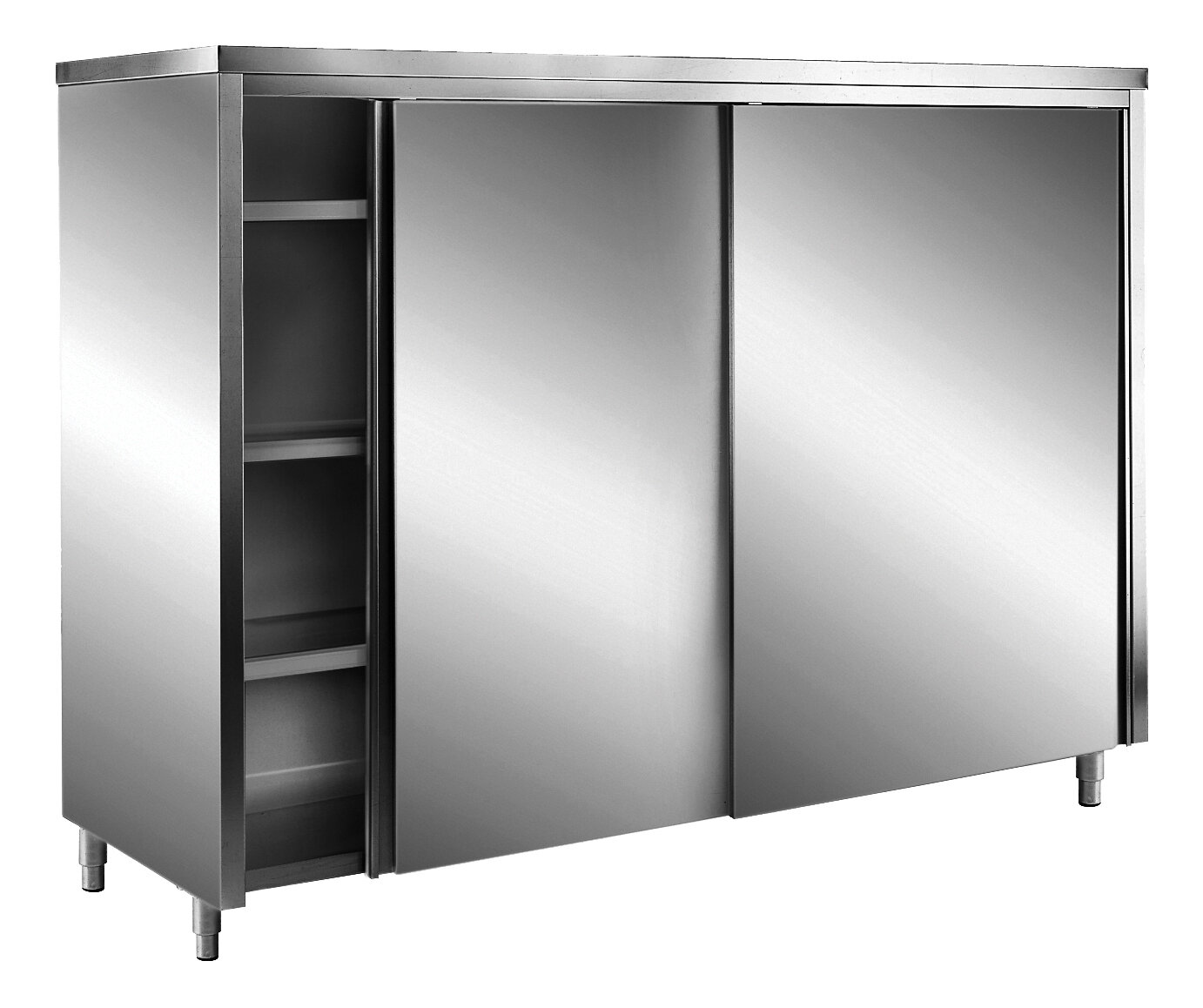 SARO Stainless steel storage cabinets with sliding doors AISI 304, flat roof, 1800x700