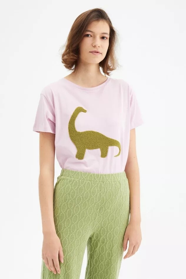 Camiseta de algodón con estampado de dinosaurio Camiseta de algodón con estampado de dinosaurio