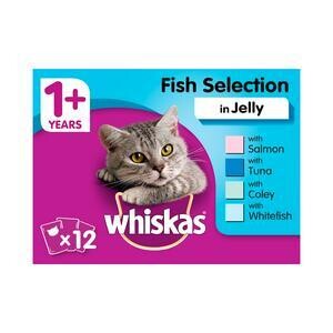 Whiskas Adult Wet Cat Food Pouches Fish in Jelly 12 x 100g