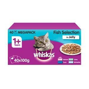 Whiskas Adult Wet Cat Food Pouches Fish in Jelly Mega Pack 40 x 100g
