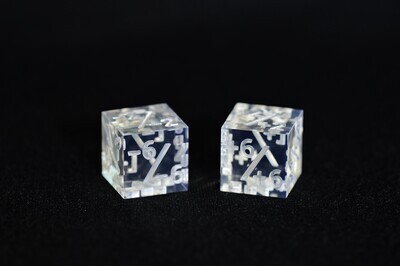 MTG pair of D6&#39;s - one positive &amp; one negative counter - Fully Polished