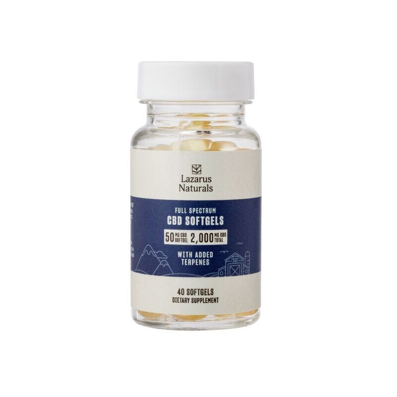 CBD Softgels - 40 ct - 2,000 mg - 50 mg per softgel - Full Spectrum, High Potency