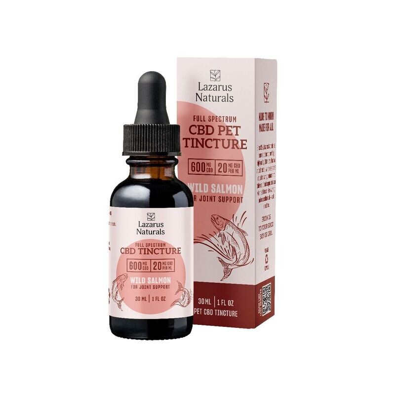 Salmon Flavor Joint Support Pet CBD Oil Tincture - 30ml - 1oz - 600 mg - Full Spectrum, Standard Potency