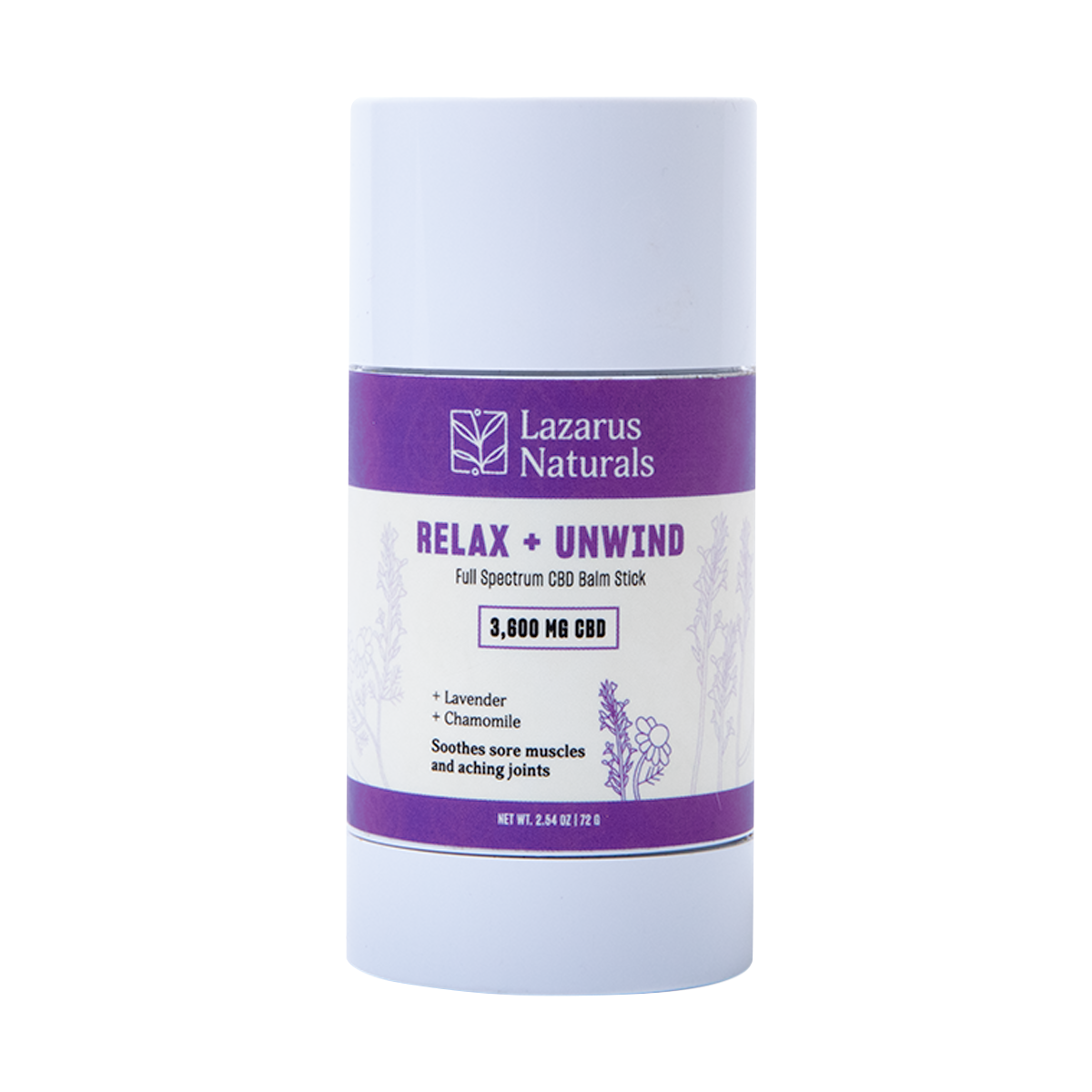 Relax+Unwind CBD Balm with Lavender &amp; Chamomile - 72g - 2.54oz - 3,600 mg - Full Spectrum