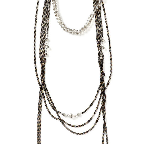 Faded Black And Crystal Necklace